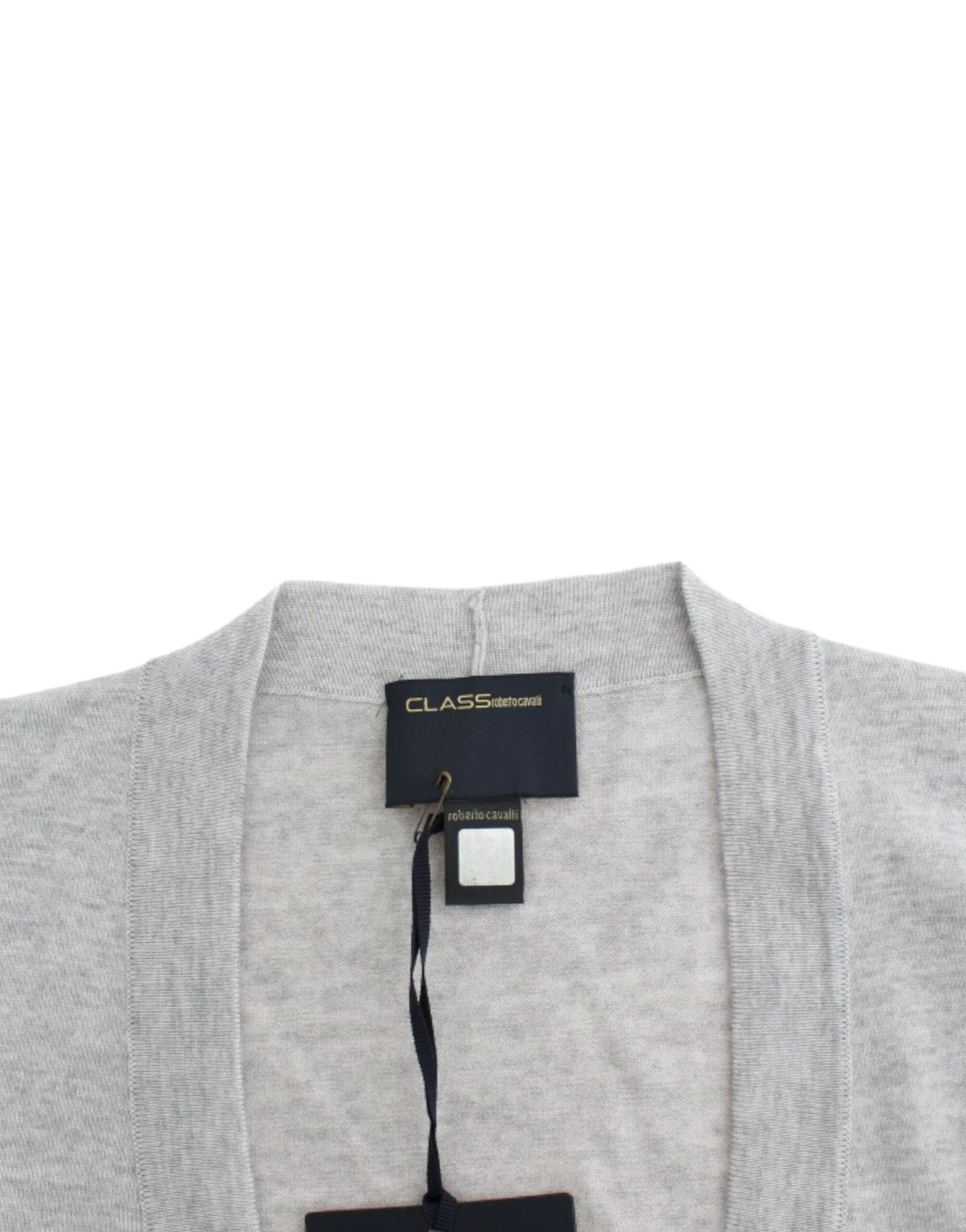 Cavalli Gray cropped wool cardigan